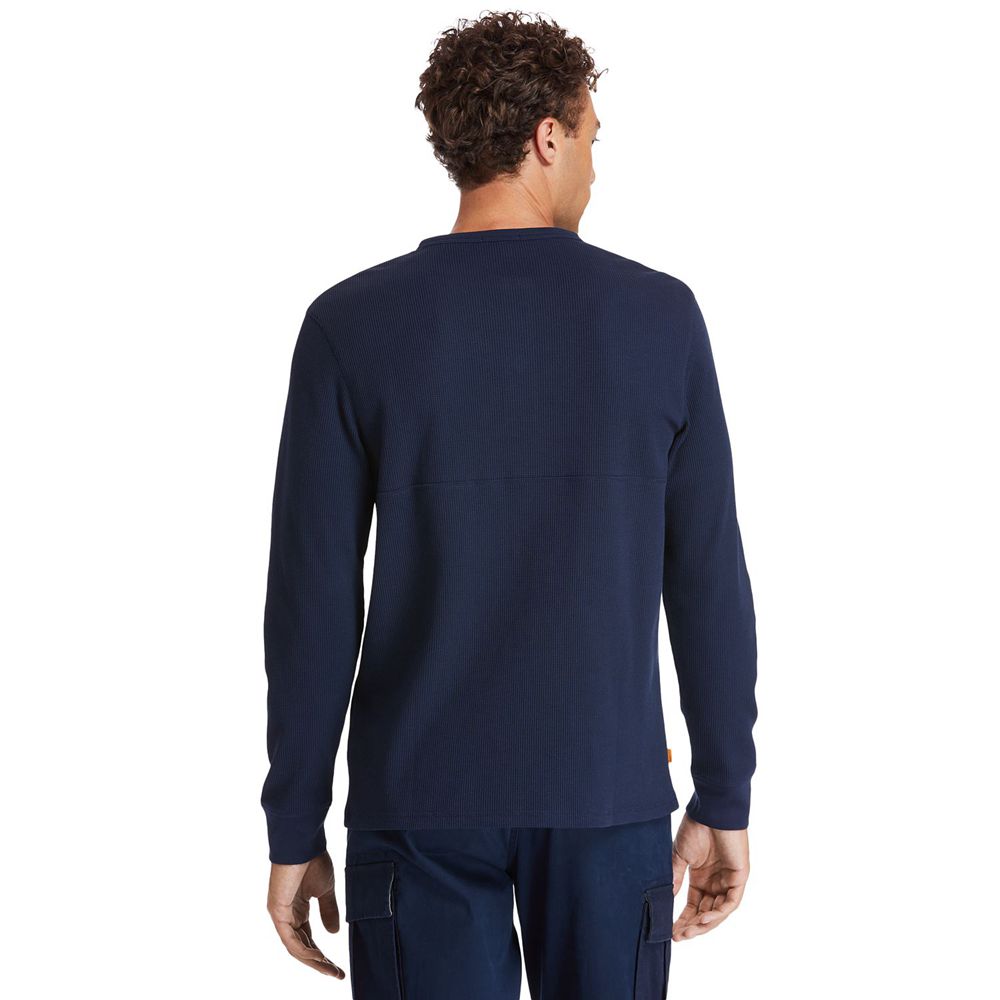 Timberland Mens Shirts Wharf River Waffle-Knit Henley - Navy - India TR8246973